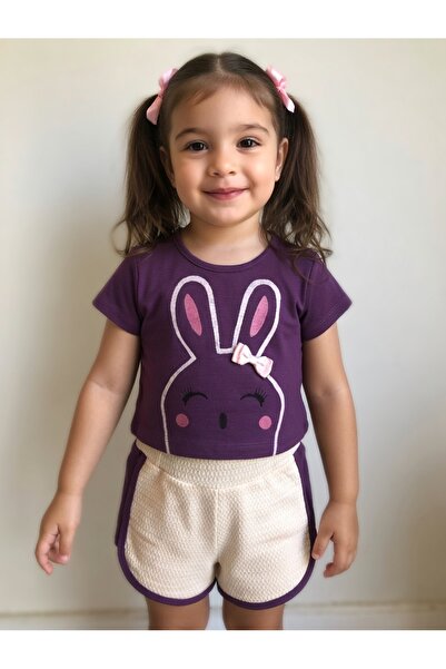 RİRİKİDS طقم شورت قصير للفتيات من Mor Rabbit