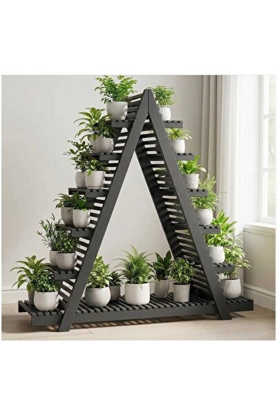 Ev dekka Antrasit Ahşap A Formlu Dekoratif Çiçeklik Standı - 150x150 cm Geniş...