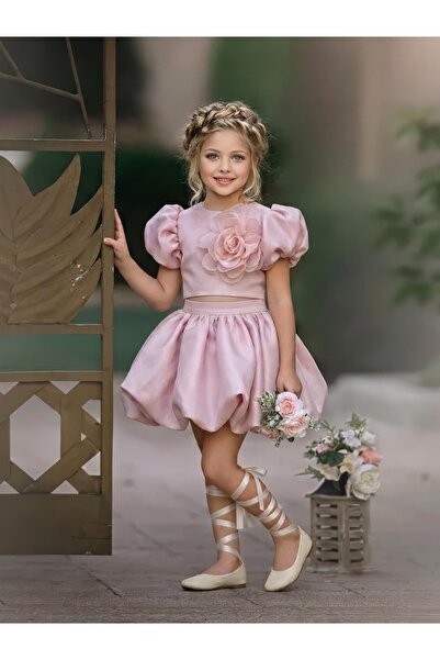 By Feyza Kids Collection Κοριτσίστικο σετ φούστας από οργάντζα με βαμβακερή ε...