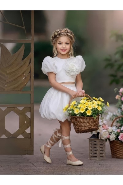 By Feyza Kids Collection Κοριτσίστικο σετ φούστας από οργάντζα με βαμβακερή ε...
