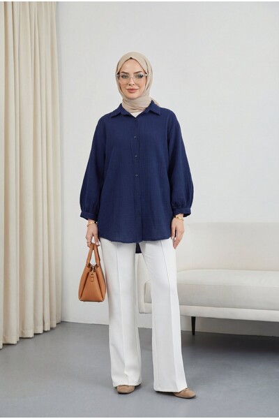 Modamorfo Oval Cut Buttoned Muslin Shirt -Laci