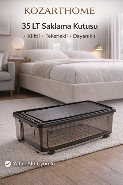 kozarthome 35 Litre Baza Koltuk Altı Saklama Kabı Tekerlekli