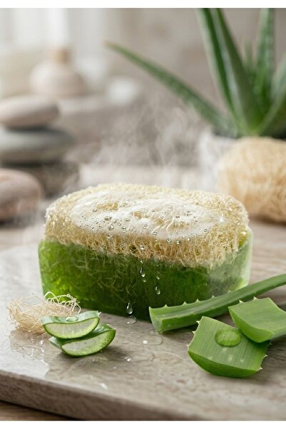 HB LİFE Doğal Kabak Lifli Aloe Vera Sabunu 110 Gr Peeling Etkili Cilt Temizleyici El Yapımı