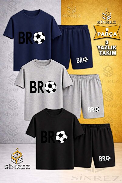 SİNREZ Tricou pentru copii BRO TOP SUMMER BLACK cu imprimeu, cu gât rotund, 3...