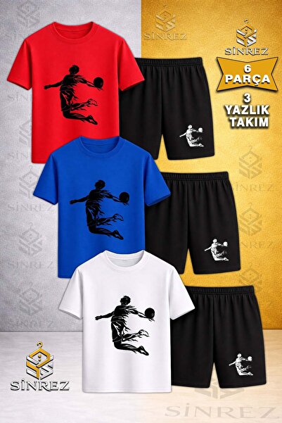 SİNREZ Tricou din 3 piese pentru copii, cu imprimeu BASKET HANGING IN THE AIR...