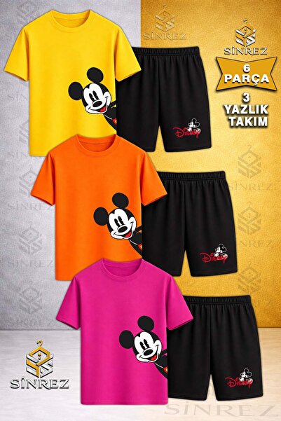 SİNREZ Tricou din 3 piese cu gât rotund și imprimeu MCKY HEAD YANDA pentru co...