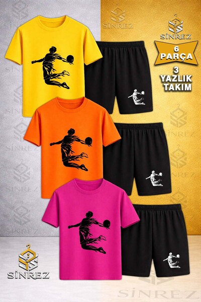 SİNREZ Tricou din 3 piese pentru copii, cu imprimeu BASKET HANGING IN THE AIR...