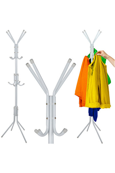 Ruhhy Επιδαπέδια κρεμάστρα ρούχων, 170 εκ., μεταλλική, 3 επίπεδα, 4 πόδια, λευκή