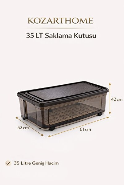kozarthome 35 Litre Baza Altı Koltuk Altı Saklama Kabı 2 Adet Tekerlekli