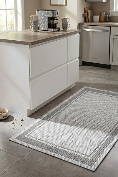 Bonny Home Modern Mutfak Halısı Silinebilir Yıkanabilir Kaymaz Hasır Dokulu Ş...