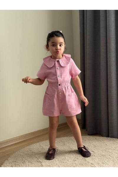 ARBİ kids Κοριτσίστικο σορτς με πέτο και πέτρες, ροζ ολόσωμη φόρμα