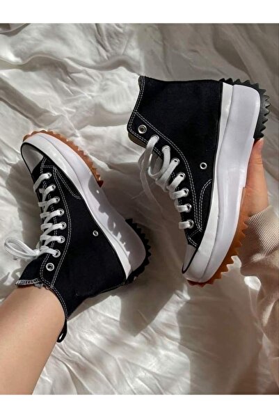 Nuzabi Cnv Platform Μαύρο Λευκό Αθλητικό Παπούτσια με Αστέρι στον Αστράγαλο