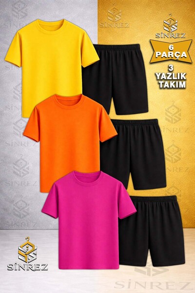 SİNREZ Tricou din 3 piese cu imprimeu SADE MODEL pentru copii - Set pantaloni...