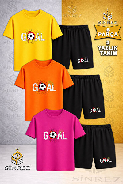 SİNREZ Tricou din 3 piese cu imprimeu GOAL STAINED TEXT TOP pentru copii - Se...