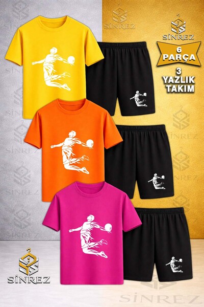 SİNREZ Tricou din 3 piese cu imprimeu BASKET HANGING IN THE AIR WHITE pentru ...