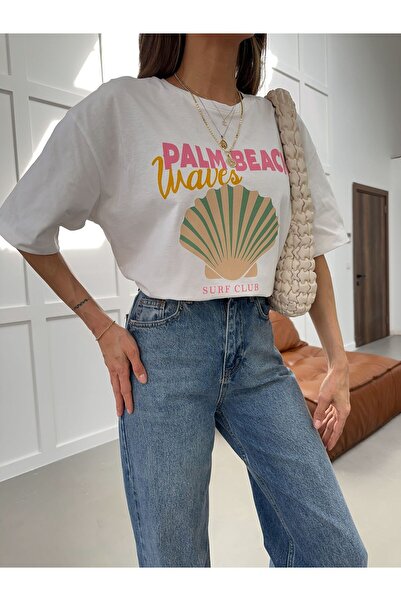 fujya Palm Beach Printed Oversize T-Shirt