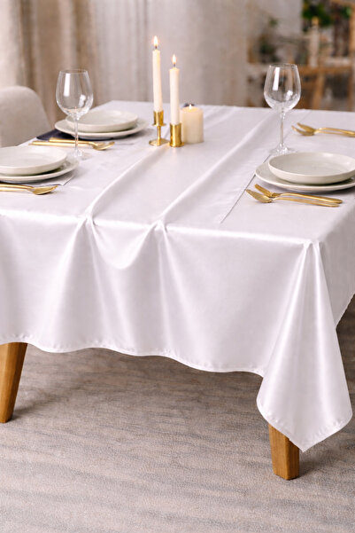 Cherry Bloom Cotton Σατέν Τραπεζομάντηλο Απλό Λευκό
