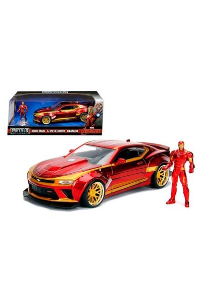 Marvel Iron Man 2016 Chevy Camaro SS Jada 1:24 Model Araba + Kahraman Figür