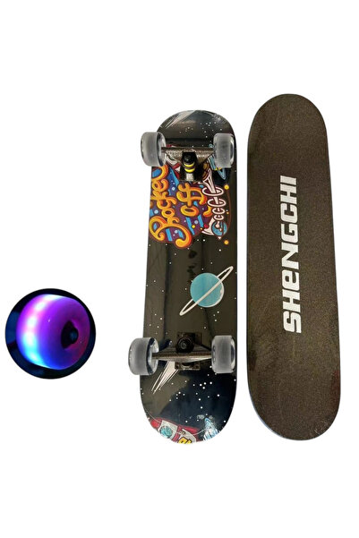 Creative World Toys Παιδικό Ξύλινο Σκέιτμπορντ με Φωτιζόμενους Τροχούς, 80 εκ...