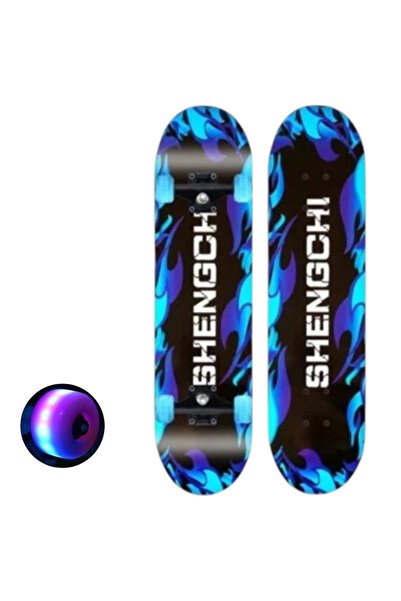 CWT Παιδικό Ξύλινο Σκέιτμπορντ με Φωτιζόμενους Τροχούς, 72 εκ. - Shengohi Σκο...