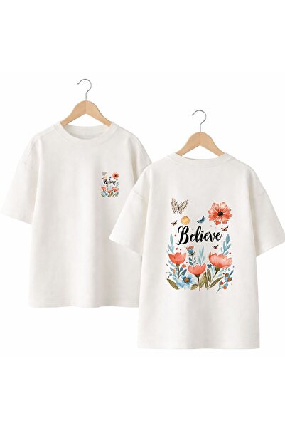 playwear تي شيرت Beli Eve مطبوع عليه زهور على الظهر والصدر، مصنوع من القطن بن...
