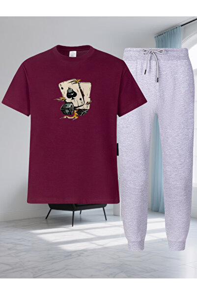 Nivorix تي شيرت أسود من نوع Eşofman Alt Pant Jogger - طقم علوي وسفلي مطبوع بر...