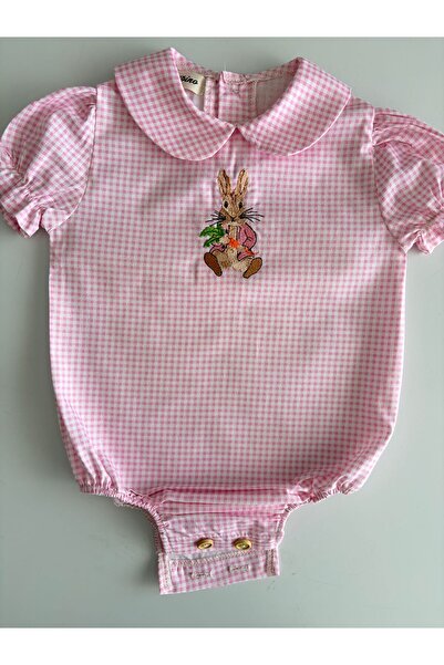 il mio bambino Baby Girl Rabbit Embroidered Shirt Pink Plaid 3-6 Months – 3 Y...