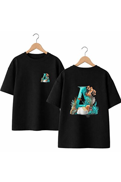 playwear تي شيرت Sea Fish بحرف A مطبوع على الظهر والصدر، مصنوع من القطن بنسبة...