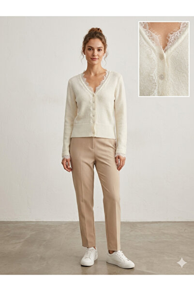 EnModaStyle Collar Sleeve Lace Trendy Seasonal Women's Cardigan