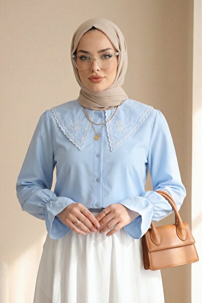 Modamorfo Βρεφική μπλούζα πουκάμισο από ποπλίνα με κολάρο και ελαστικά μανίκι...