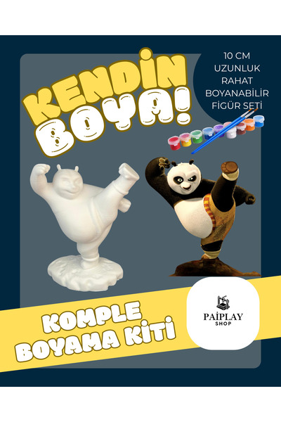 PAİPLAYSHOP Kung Fu Panda - Boyama Seti ve Kung Fu Panda Figürü 10cm