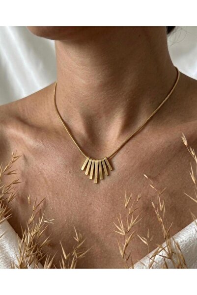 stainless steell Gold Bar Steel Necklace