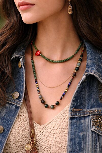 bizizmoda Murano Glass Special Design Glass Natural Stone Necklace