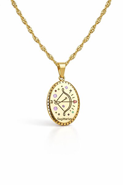 Zelula Sagittarius (Yay Burcu) Gold Renk Çelik Kolye