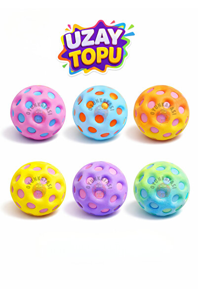 OYUNKAFASI Uzay Topu Zıplayan Delikli Sünger Top 1 Adet Space Ball Çocuk Oyun...