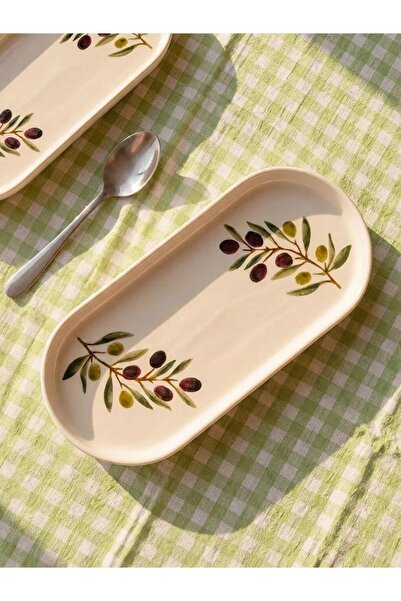 LC Waikiki Κεραμικό οβάλ πιάτο παρουσίασης με μικτά σχέδια (S6)