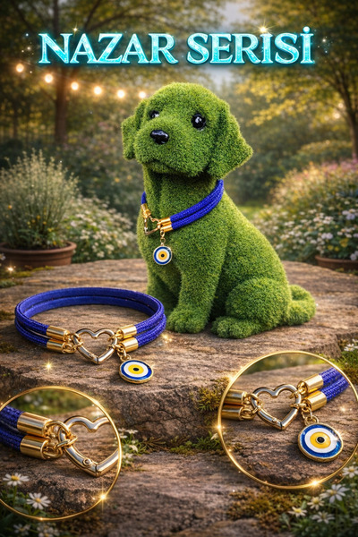 LOOL PREMİUM Nazar boncuk köpek tasma köpek kolye nazarlık