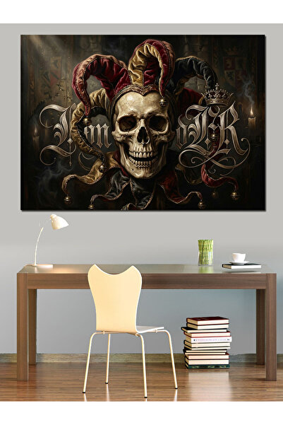 Artmeg Joker Skull and Artistic Lettering Decorative Canvas - Mdf Wood Painting