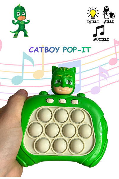 düşler oyuncak dünyası Işıklı Sesli Müzikli Yeşil Catboy Karakterli Popit Pil...
