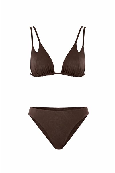 TIME MUSE Acı Kahve LENORE Bralet Üçgen Bikini Takım