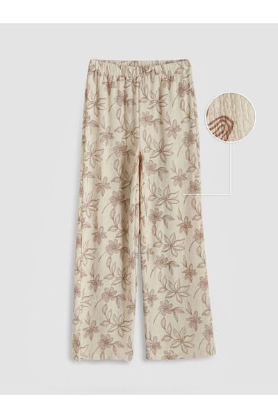 LC Waikiki Lcw Kidsecru Floral Patterned Girls' Trousers
