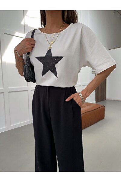 fujya Star Patterned Crew Neck T-Shirt