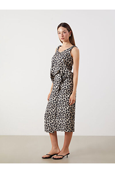 LC Waikiki Leopard Print Women's Skirt with Elastic Waist