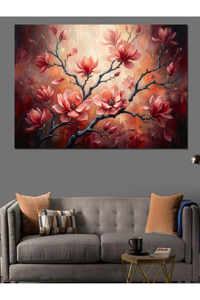 Artmeg Ramuri de primăvară și flori roz Pânză decorativă - Masă din lemn MDF