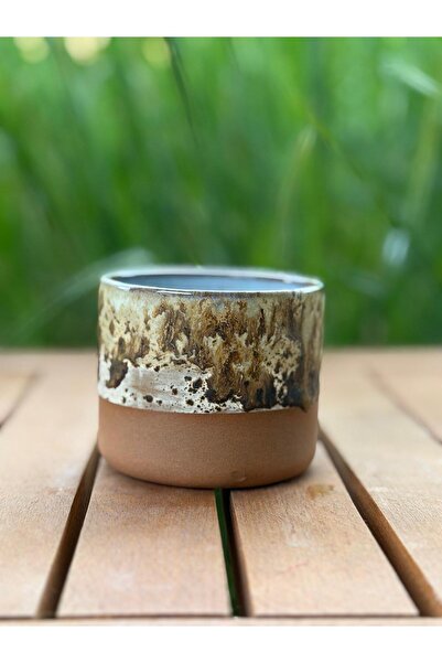 Nart El Yapımı Stoneware Kulpsuz Kupa 220 ml - Mat Kahverengi