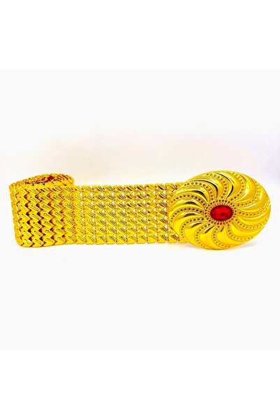 Parılda Μοντέλο Üzüm – Επιχρυσωμένη Γυναικεία Ζώνη (Πόρπη με Κόκκινη Πέτρα Ζι...