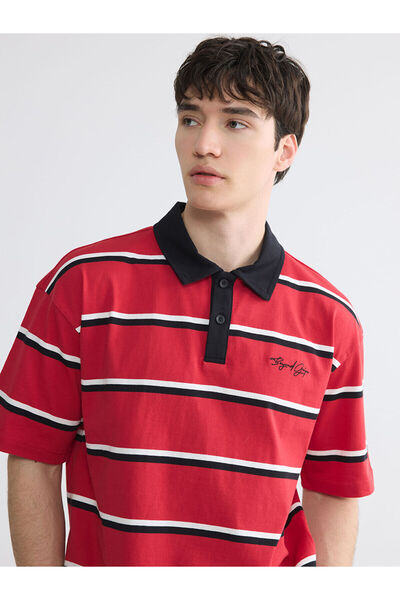 LC Waikiki Nevavm Polo Collar Striped Men's T-Shirt