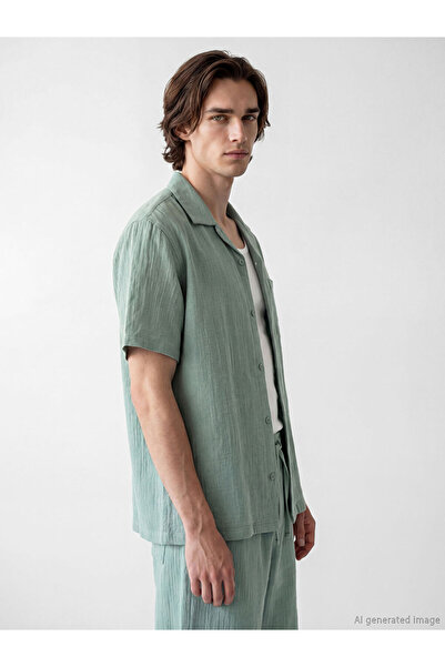 LC Waikiki Relaxed Fit Resort Roba Collar Muslin Men's Shirt from Uzg Store f...