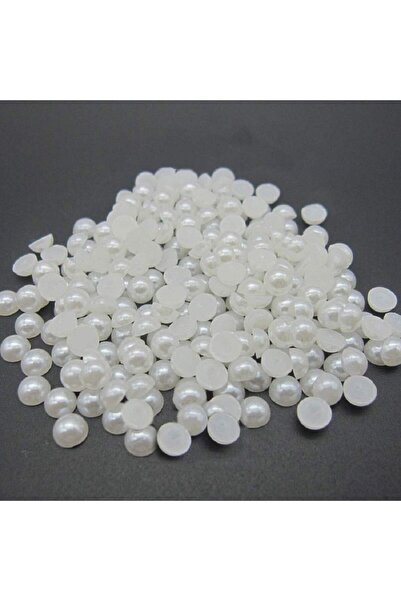 Kara Art 50 Adet 6 mm Beyaz Yarım Plastik İnci Boncuk