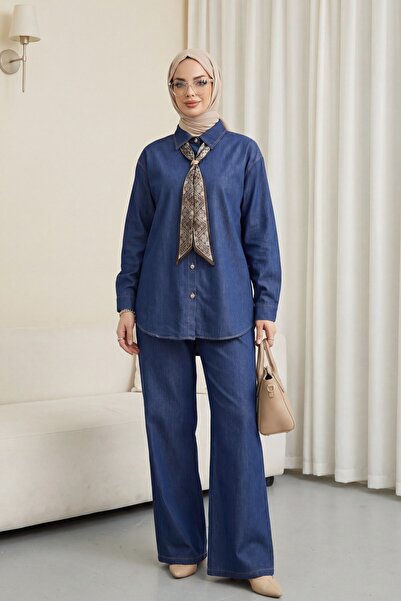 Modamorfo Σετ τζιν από τένσελ με καρφίτσα, ζώνη, πέτρες και παντελόνι με κουμ...